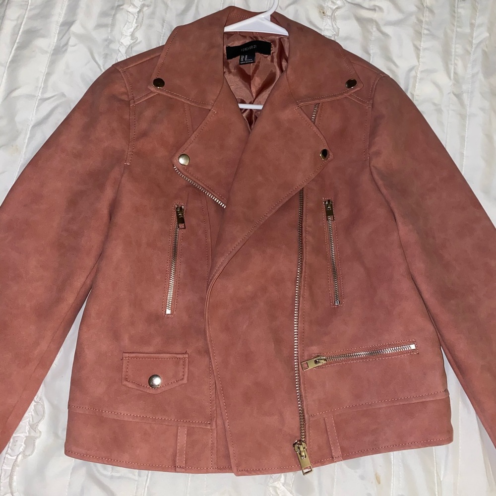 Pink Faux Leather Jacket